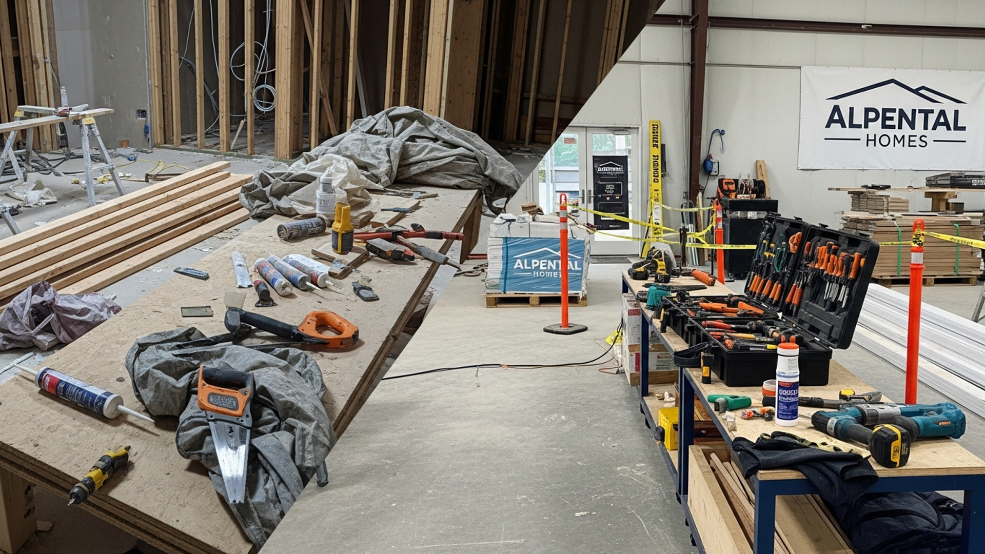Messy jobsite vs. organized Alpental jobsite

